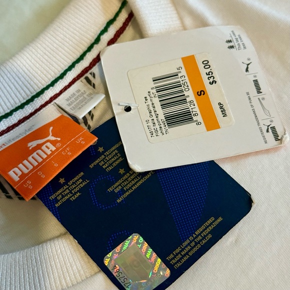 Puma Italia Graphic Tee – White/Pomegranate – Size S – NWT - Picture 6 of 9